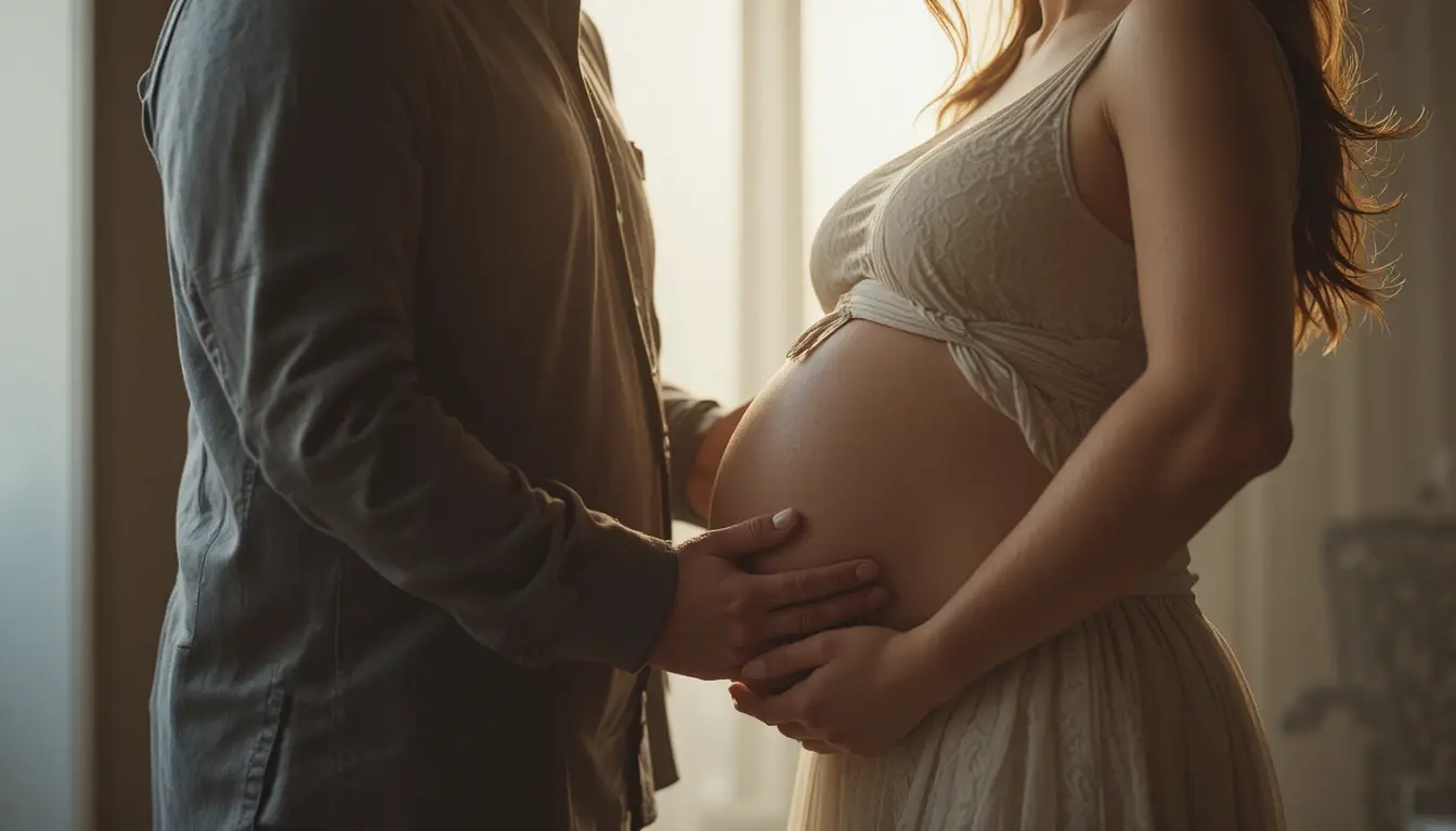Foto maternity bersama pasangan dengan konsep keluarga hangat di Bandung